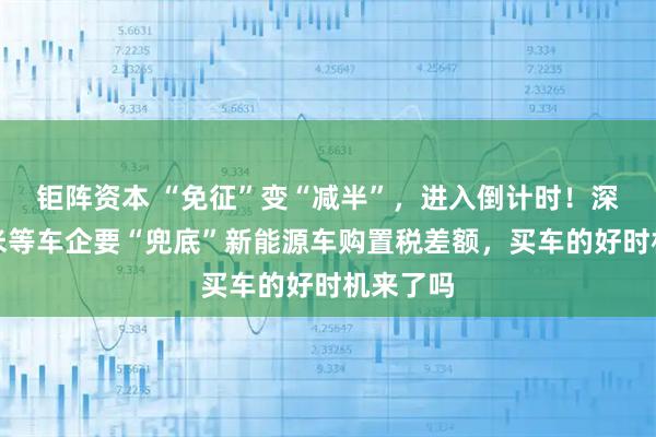 钜阵资本 “免征”变“减半”，进入倒计时！深蓝、小米等车企要“兜底”新能源车购置税差额，买车的好时机来了吗