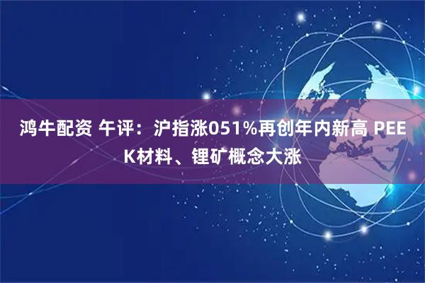 鸿牛配资 午评：沪指涨051%再创年内新高 PEEK材料、锂矿概念大涨